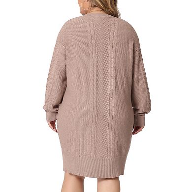 Plus Size Sweater Dress for Women Long Sleeve Knit Pullover Short Sweater Dresses