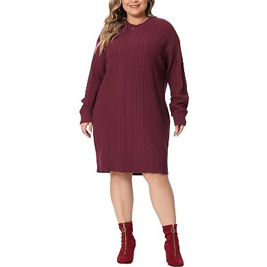 Plus Size Sweater Dress For Women Long Sleeve Knit Pullover Short Sweater Dresses