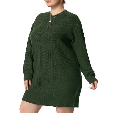 Plus Size Sweater Dress for Women Long Sleeve Knit Pullover Short Sweater Dresses
