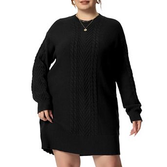 Plus Size Sweater Dress for Women Long Sleeve Knit Pullover Short Sweater Dresses