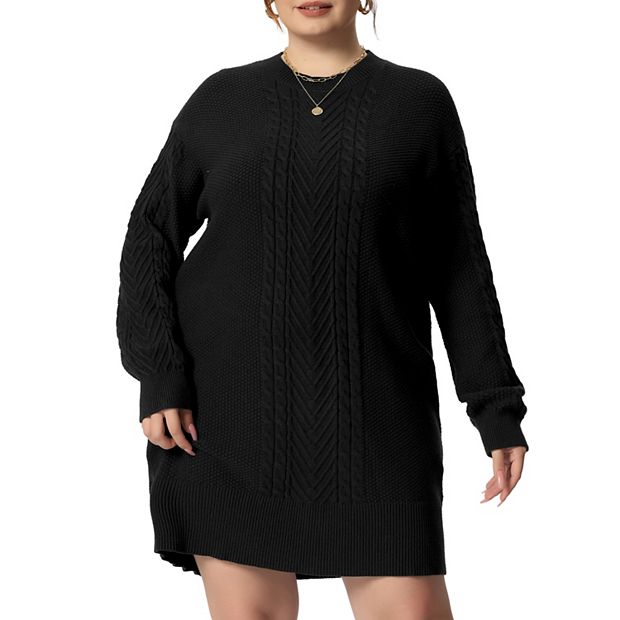 Plus Size Sweater Dress For Women Long Sleeve Knit Pullover Short Sweater Dresses