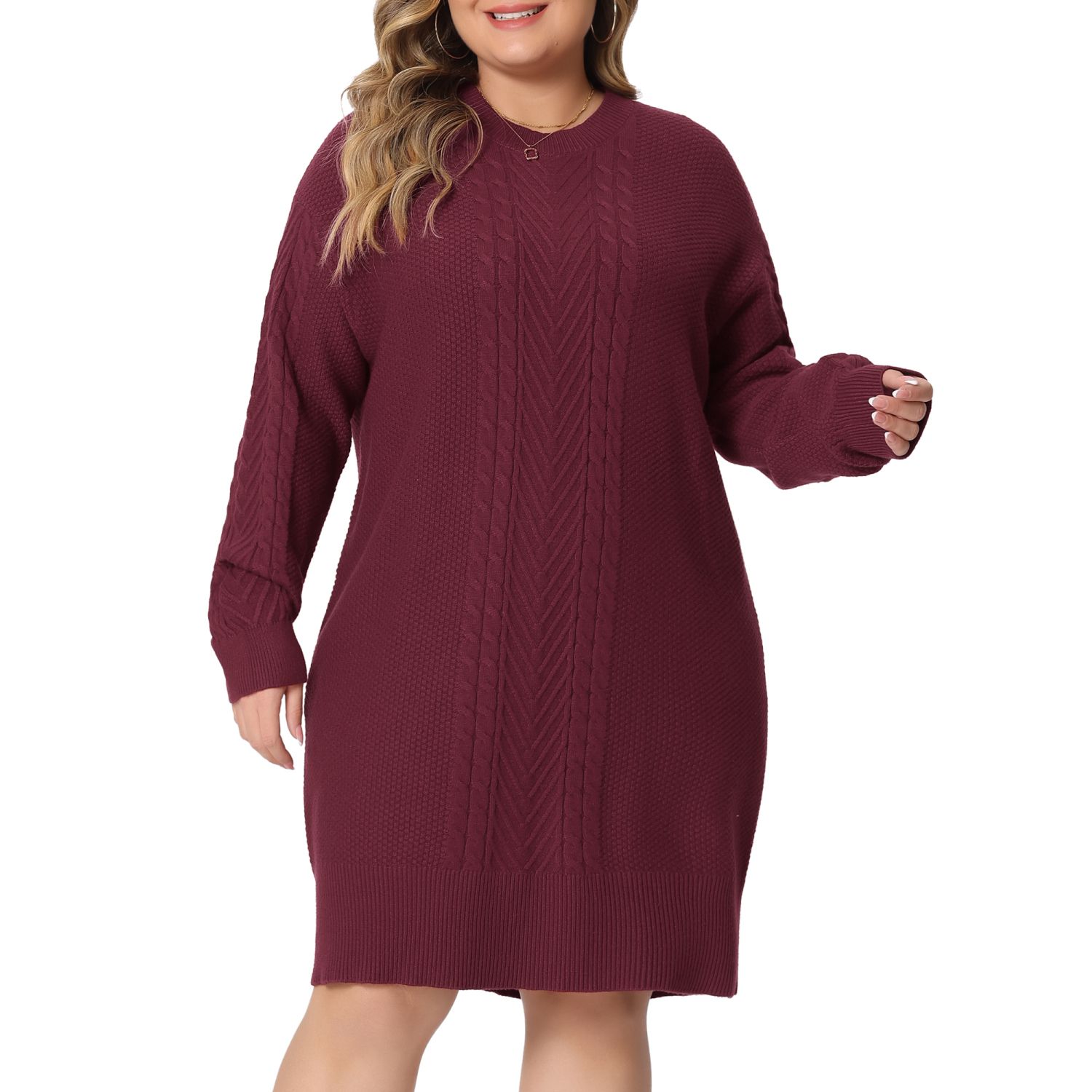 Plus Size Sweater Dress for Women Long Sleeve Knit Pullover Short Sweater  Dresses