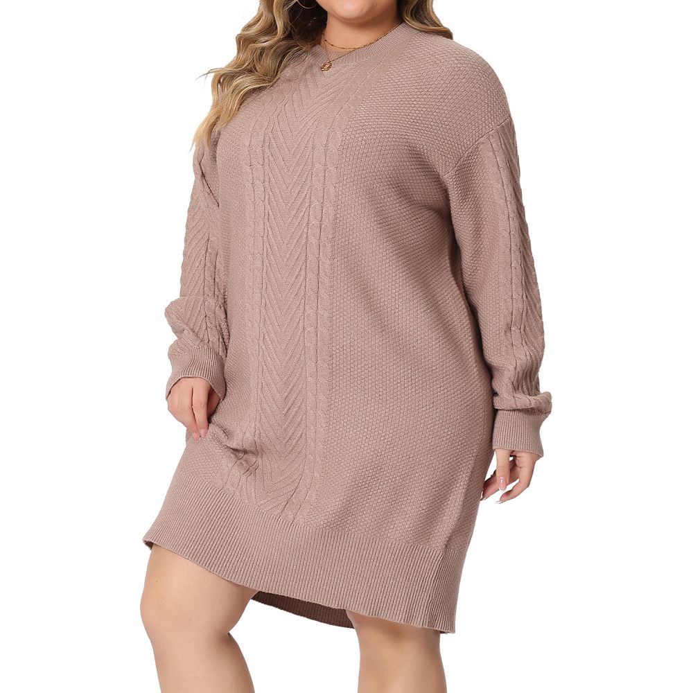 Plus Size Sweater Dress For Women Long Sleeve Knit Pullover Short Sweater  Dresses