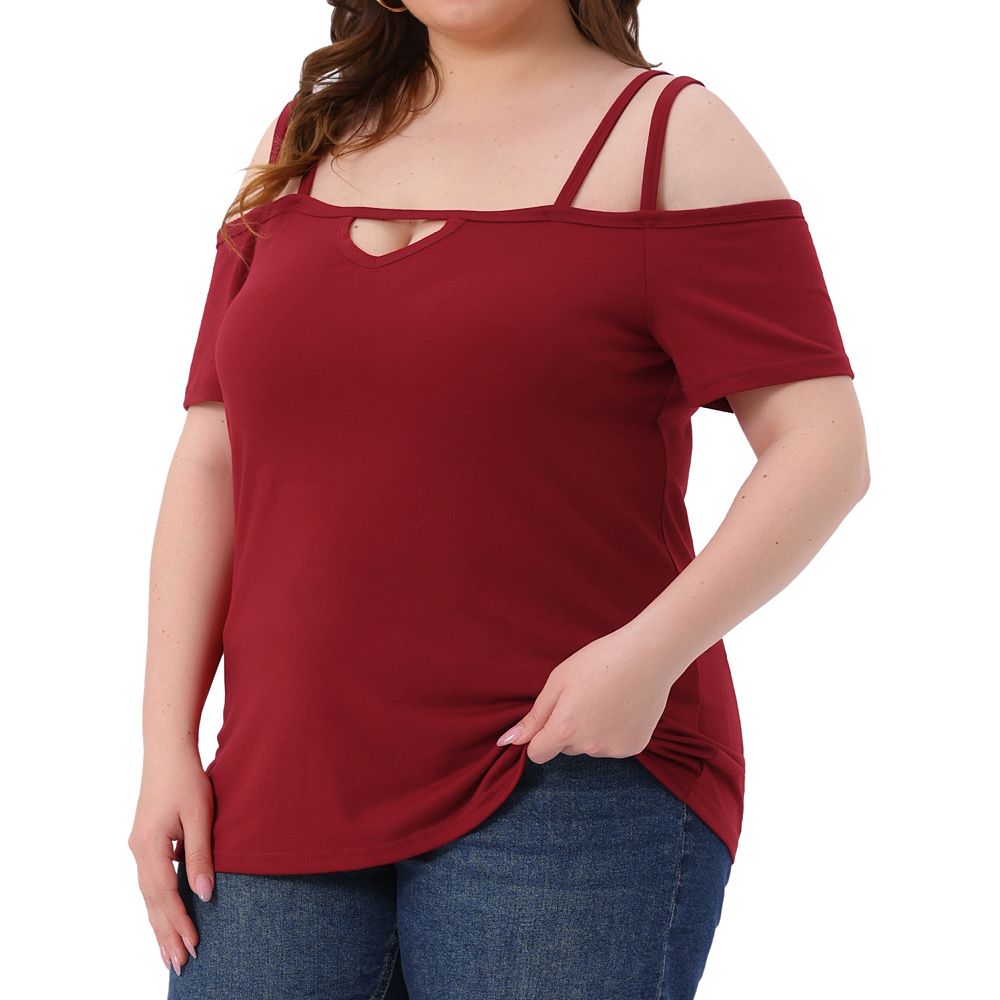 Plus Size Tops for Women Short Sleeve Cold Shoulder Tops Casual