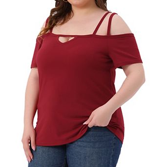 Plus Size Tops For Women Short Sleeve Cold Shoulder Tops Casual Blouses Shirt