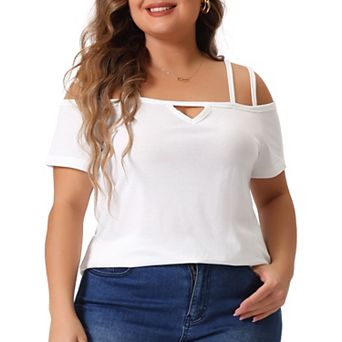 Plus Size Tops For Women Short Sleeve Cold Shoulder Tops Casual Blouses Shirt