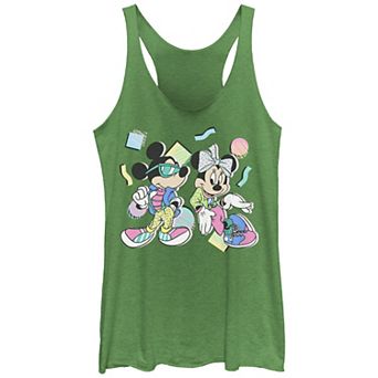 Juniors' Mickey And Friends Mickey & Minnie 80's Graphic Tank Top