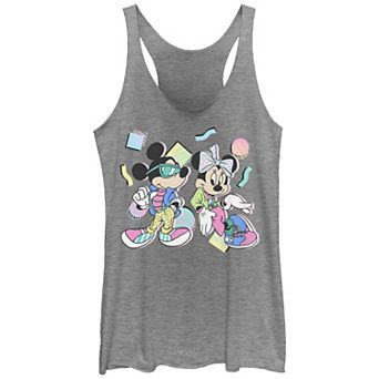 Juniors' Mickey And Friends Mickey & Minnie 80's Graphic Tank Top