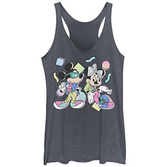 Juniors' Mickey And Friends Mickey & Minnie 80's Graphic Tank Top