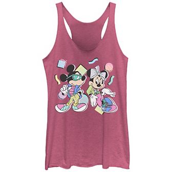 Juniors' Mickey And Friends Mickey & Minnie 80's Graphic Tank Top