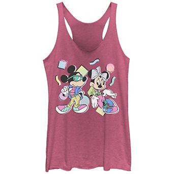 Juniors' Mickey And Friends Mickey & Minnie 80's Graphic Tank Top
