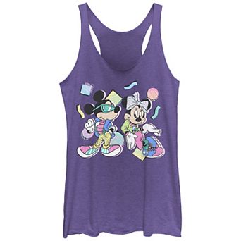 Juniors' Mickey And Friends Mickey & Minnie 80's Graphic Tank Top