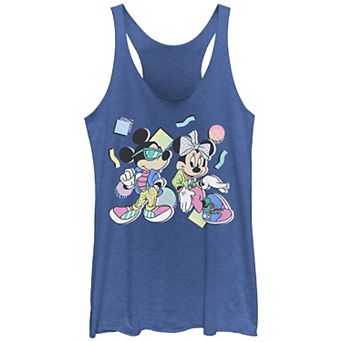Juniors' Mickey And Friends Mickey & Minnie 80's Graphic Tank Top