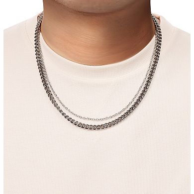 LYNX Stainless Steel Multistrand Layered Chain Necklace
