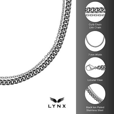 LYNX Stainless Steel Multistrand Layered Chain Necklace