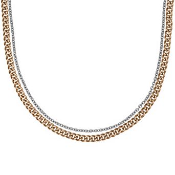 LYNX Stainless Steel Multistrand Layered Chain Necklace