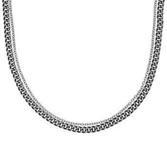 LYNX Stainless Steel Multistrand Layered Chain Necklace
