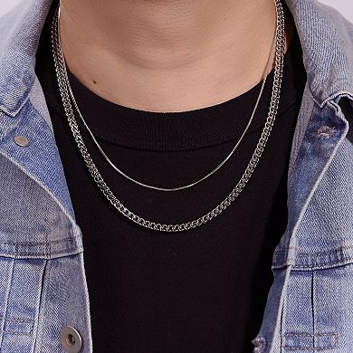LYNX Stainless Steel Multistrand Layered Chain Necklace