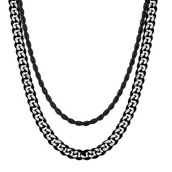LYNX Stainless Steel Multistrand Layered Chain Necklace