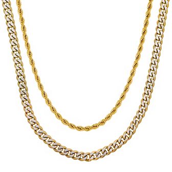 LYNX Stainless Steel Multistrand Layered Chain Necklace