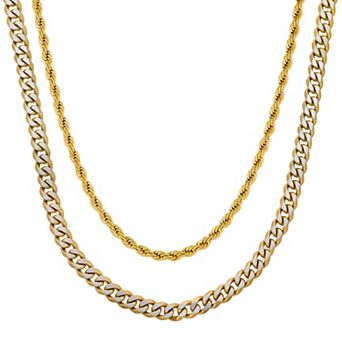 LYNX Stainless Steel Multistrand Layered Chain Necklace