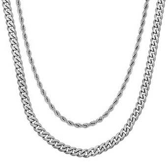 LYNX Stainless Steel Multistrand Layered Chain Necklace