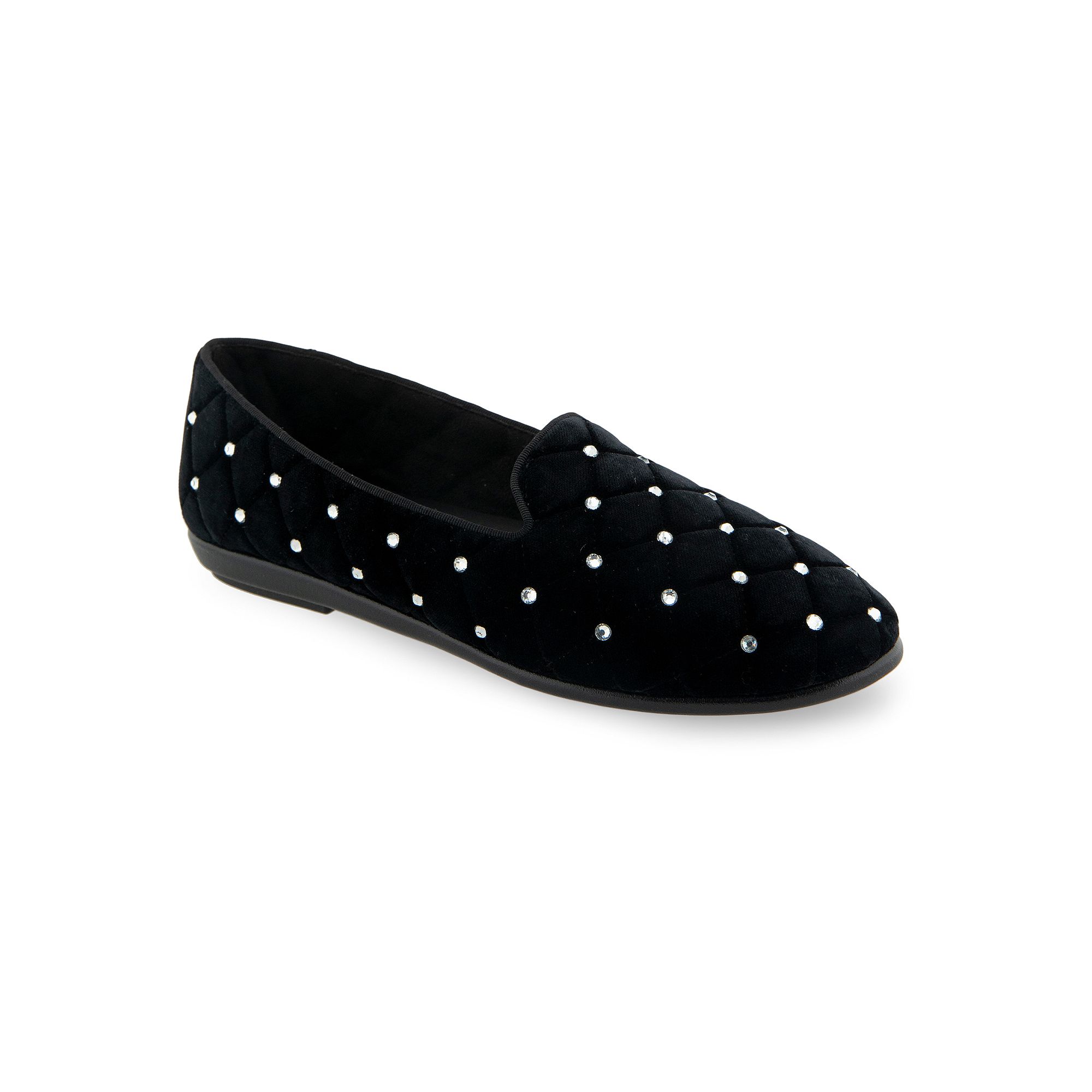 Aerosoles Betunia Womens Loafers, Size: 7, Black Quilted Velvet