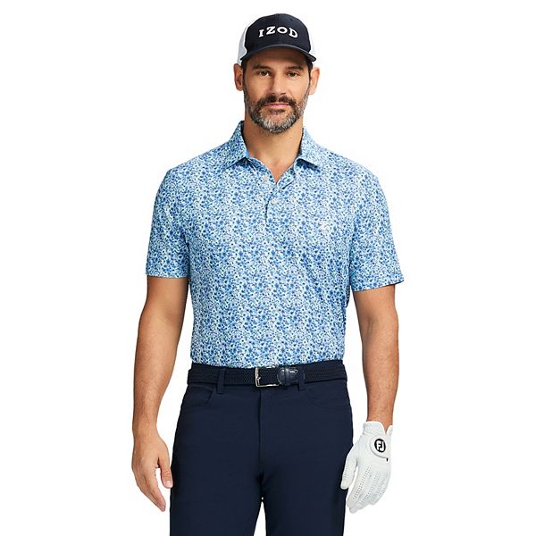 Men's IZOD Swingflex Elite Golf Short Sleeve Polo - Floral Blues (XXL)