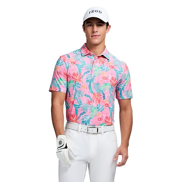 Men's IZOD Swingflex Elite Golf Short Sleeve Polo - Pink Flamingo (M)