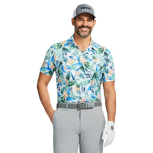 Men's IZOD Swingflex Elite Golf Short Sleeve Polo - White Tropics (XL)
