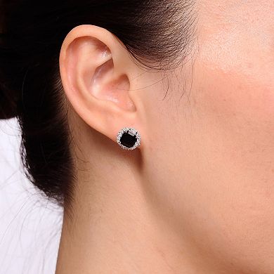 Gemminded Sterling Silver Lab Created Black Sapphire Earrings
