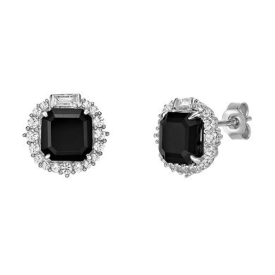 Gemminded Sterling Silver Lab Created Black Sapphire Earrings