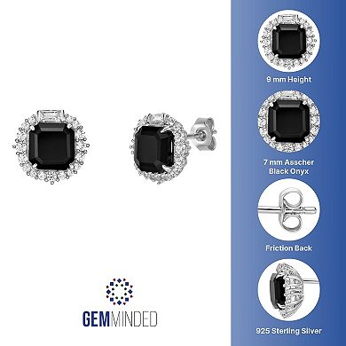 Gemminded Sterling Silver Lab Created Black Sapphire Earrings