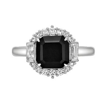 Gemminded Sterling Silver Onyx & Lab-Created White Sapphire Ring