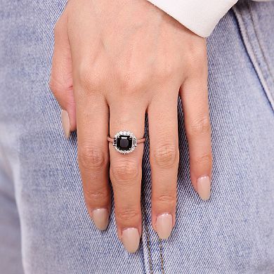 Gemminded Sterling Silver Onyx & Lab-Created White Sapphire Ring