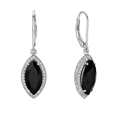 Gemminded Sterling Silver Lab Created Black Sapphire Earrings