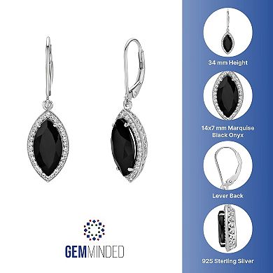 Gemminded Sterling Silver Lab Created Black Sapphire Earrings