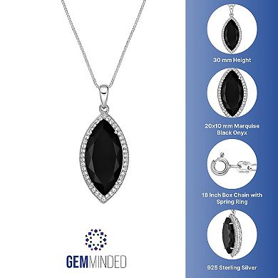 Gemminded Sterling Silver Lab Created Black Sapphire Pendant Necklace