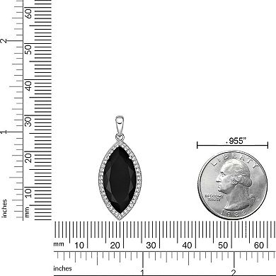 Gemminded Sterling Silver Lab Created Black Sapphire Pendant Necklace