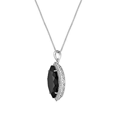 Gemminded Sterling Silver Lab Created Black Sapphire Pendant Necklace