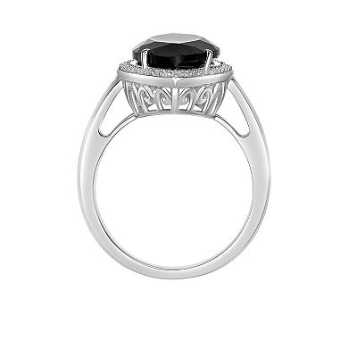 Gemminded Sterling Silver Onyx & Lab-Created White Sapphire Ring