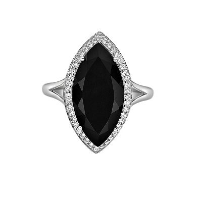 Gemminded Sterling Silver Onyx & Lab-Created White Sapphire Ring