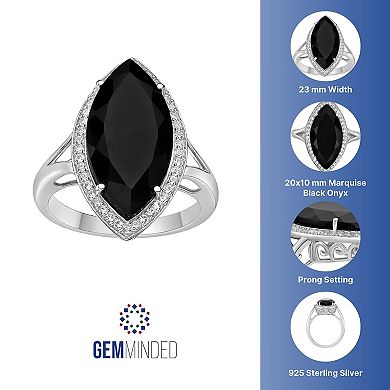 Gemminded Sterling Silver Onyx & Lab-Created White Sapphire Ring