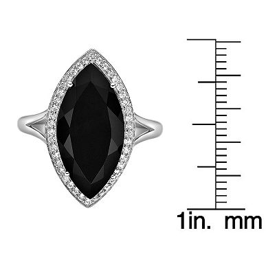 Gemminded Sterling Silver Onyx & Lab-Created White Sapphire Ring