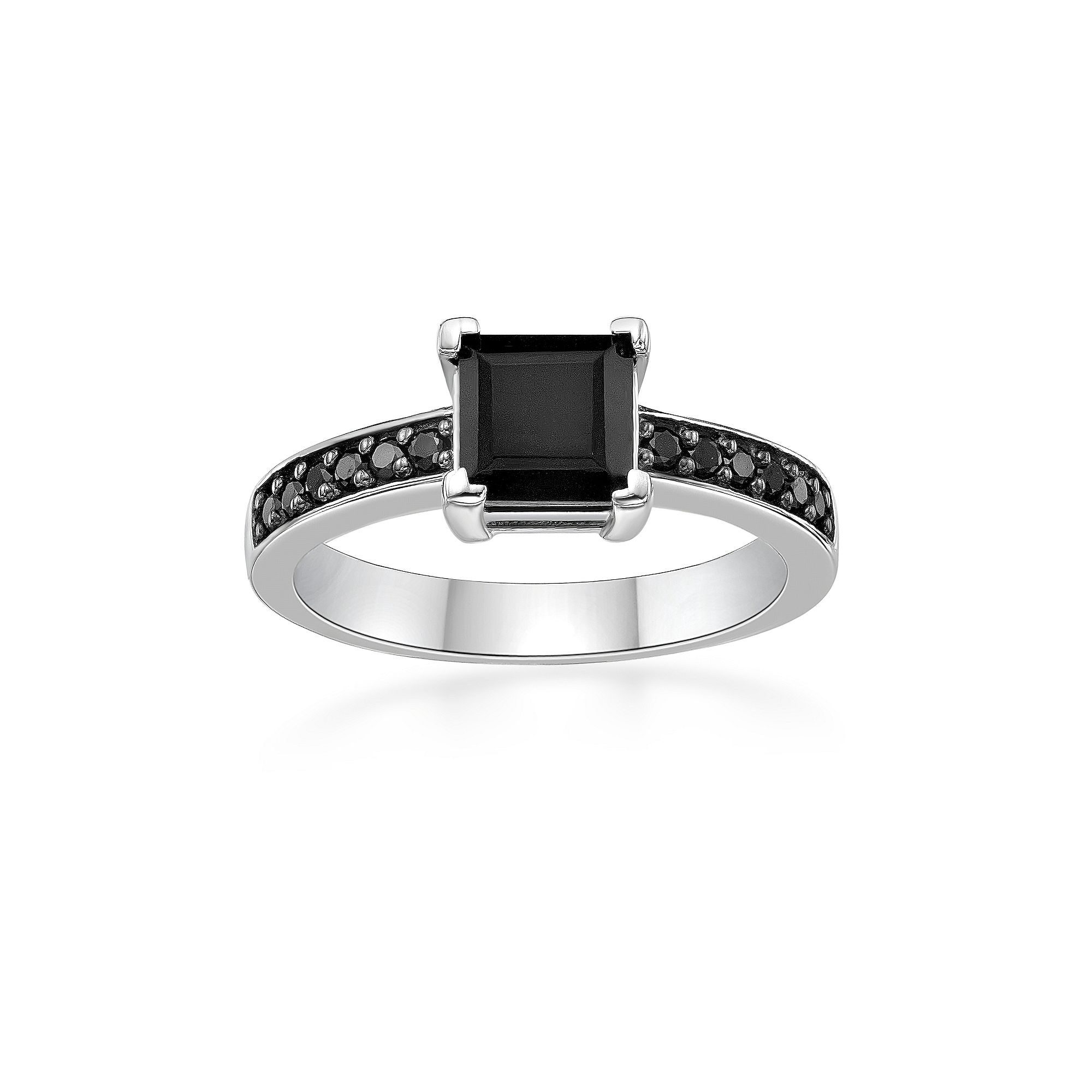 Gemminded Sterling Silver Onyx & Spinel Ring, Womens, Size: 10