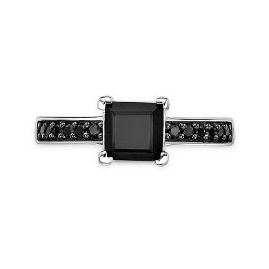 Gemminded Sterling Silver Onyx & Spinel Ring