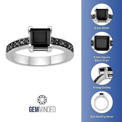 Gemminded Sterling Silver Onyx & Spinel Ring