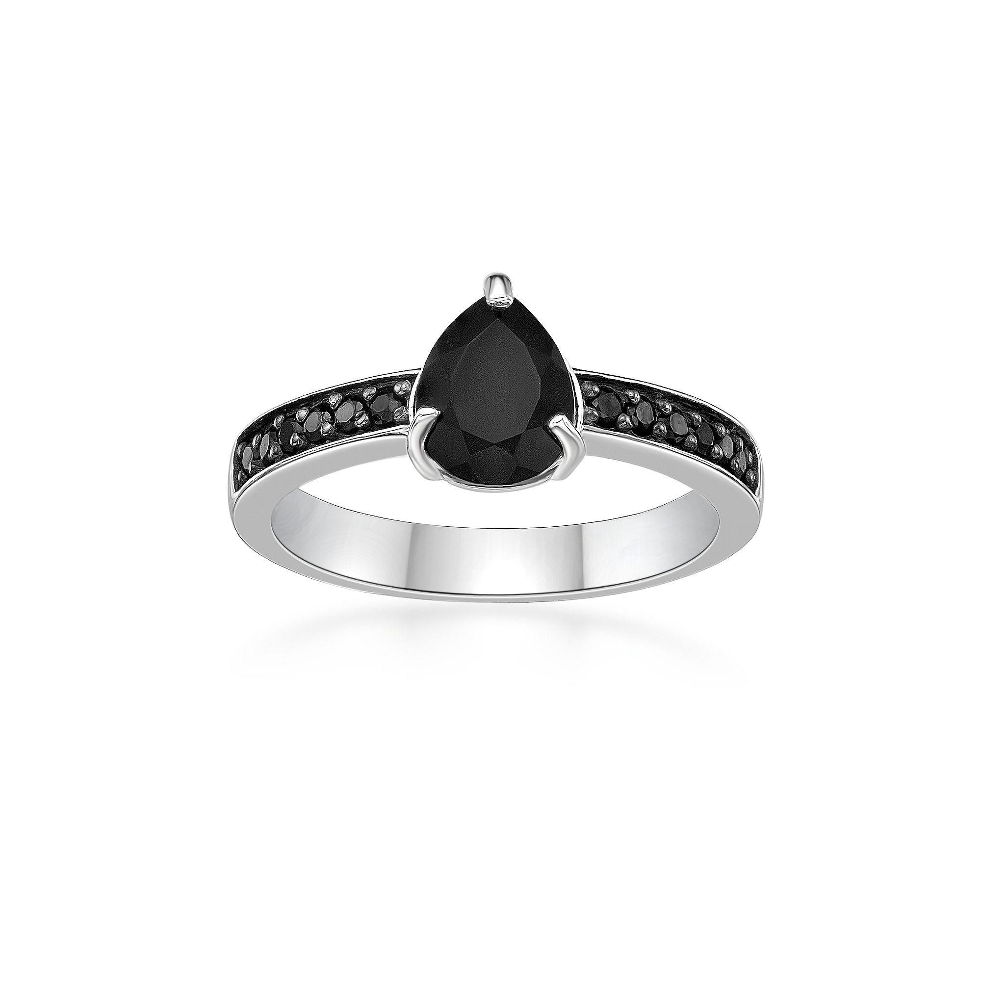 Gemminded Sterling Silver Onyx & Spinel Ring, Womens, Size: 10