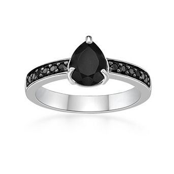 Gemminded Sterling Silver Onyx & Spinel Ring