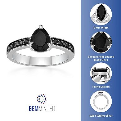 Gemminded Sterling Silver Onyx & Spinel Ring